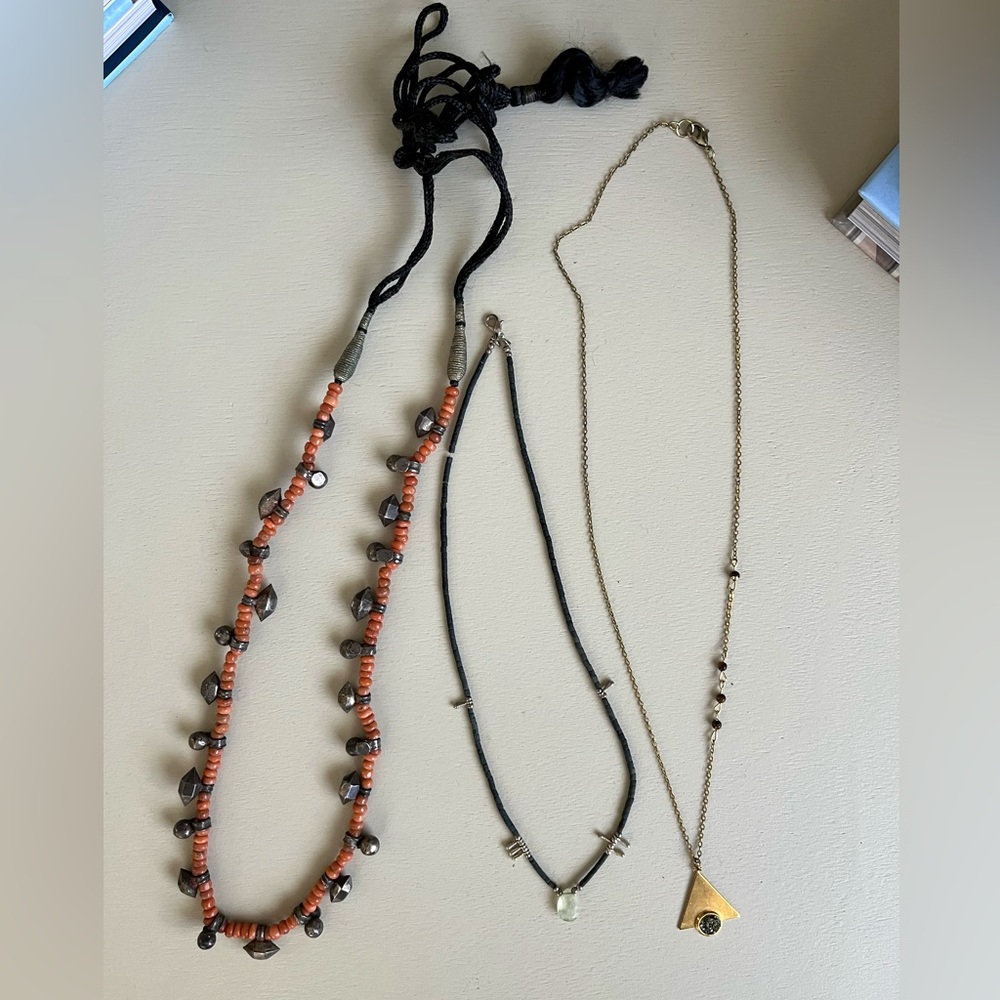 Set of 3 Boho Necklaces with beads, pendants, and stones!